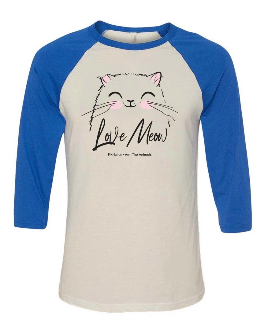 Fixed Nation Unisex | Love Meow | 3/4 Sleeve Raglan 3/4 Sleeve Raglans