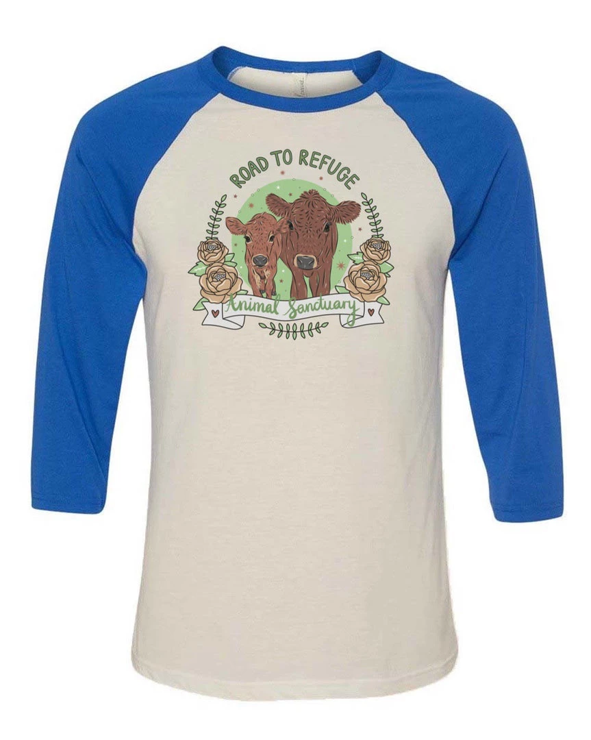 Road To Refuge Animal Sanctuary Unisex | Moo Crew | 3/4 Sleeve Raglan 3/4 Sleeve Raglans