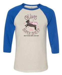 Road To Refuge Animal Sanctuary 3/4 Sleeve Raglans Unisex | Olive The Super Sheep | 3/4 Sleeve Raglan