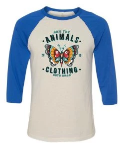 Arm The Animals 3/4 Sleeve Raglans Unisex | Varsity Butterfly | 3/4 Sleeve Raglan