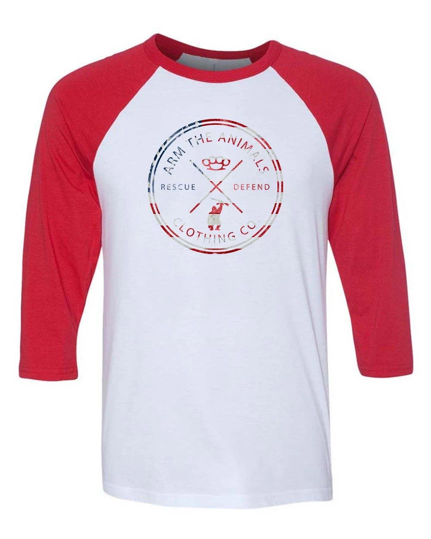 Arm The Animals Unisex | 4th Of July Rescue Knuckles | 3/4 Sleeve Raglan