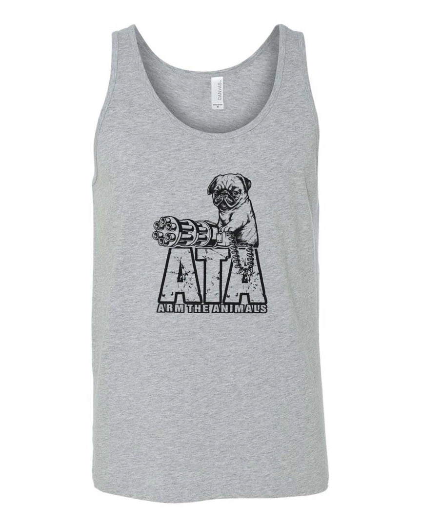 Arm The Animals Dog Designs Men's | Predator Pug | Tank Top