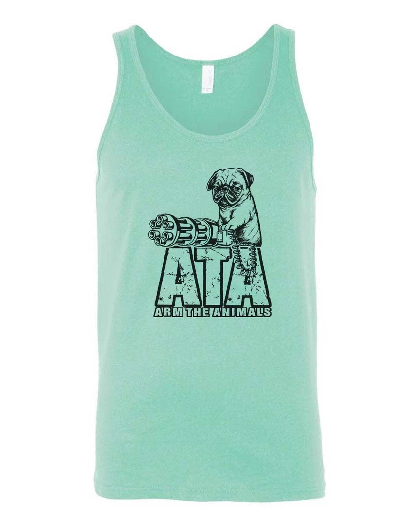 Arm The Animals Dog Designs Men's | Predator Pug | Tank Top