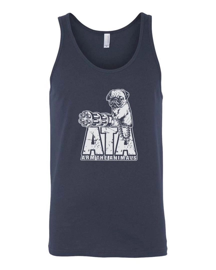 Arm The Animals Dog Designs Men's | Predator Pug | Tank Top