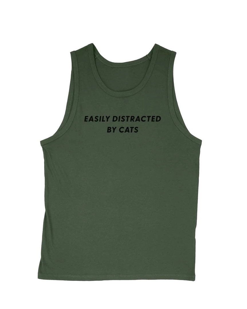 Arm The Animals Men's | Easily Distracted Cat | Tank Top Tank Tops