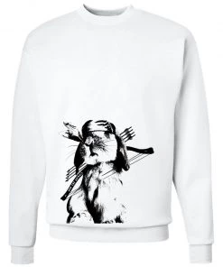 Arm The Animals Crewneck Sweatshirts Unisex | Rambo Bunny | Crewneck Sweatshirt