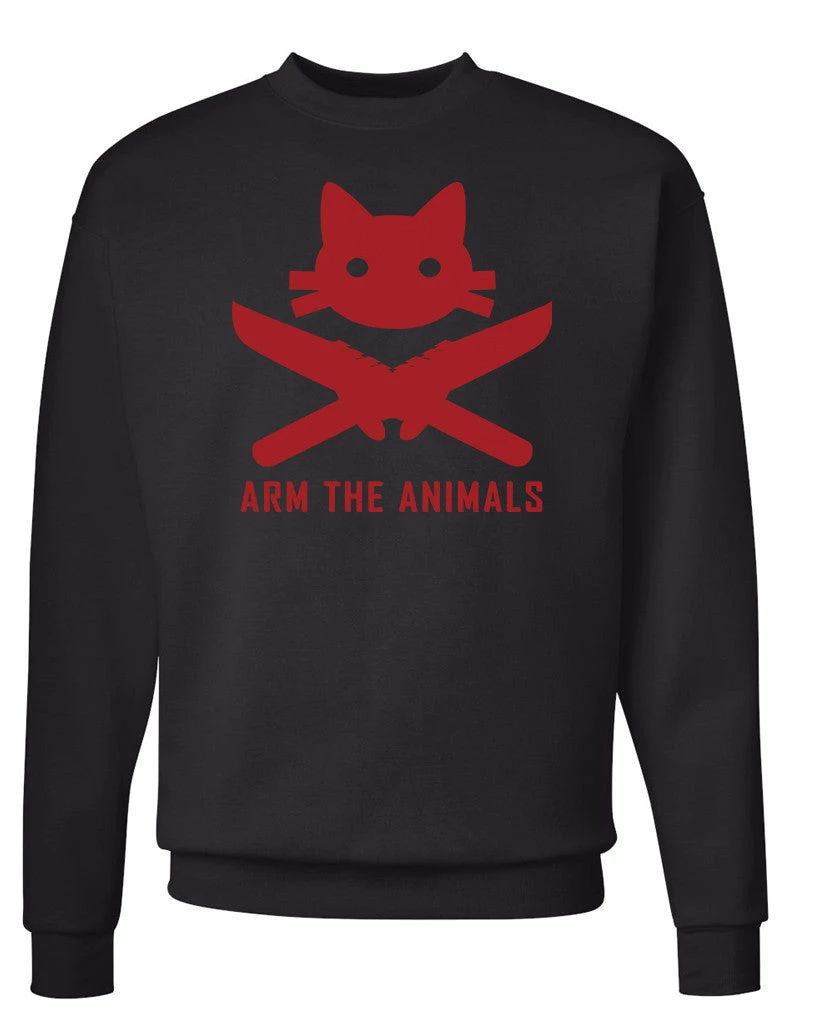 Arm The Animals Unisex | 9 Lives 2 Lose | Crewneck Sweatshirt Cat Designs