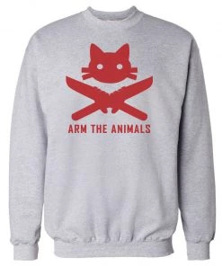 Arm The Animals Unisex | 9 Lives 2 Lose | Crewneck Sweatshirt Cat Designs