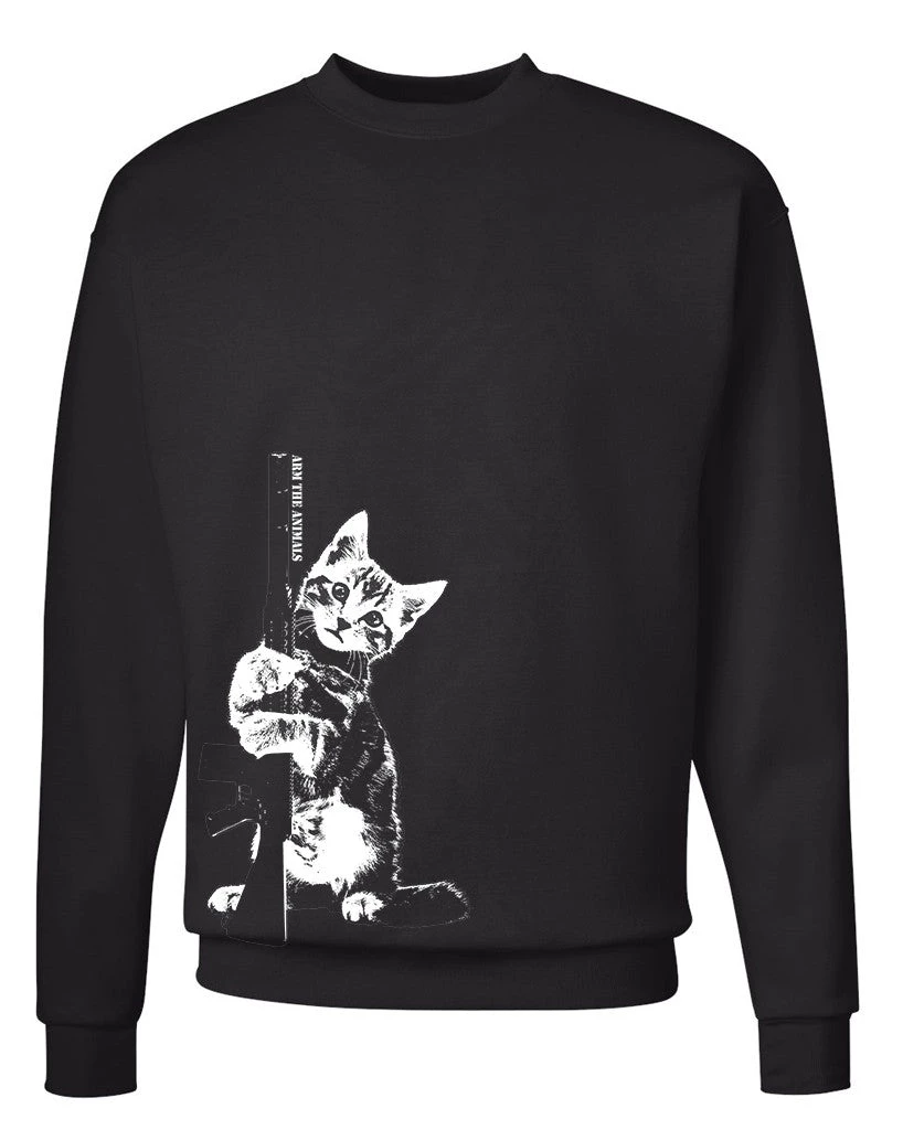 Arm The Animals Unisex | Ain't Kitten Around | Crewneck Sweatshirt Crew Sweatshirts