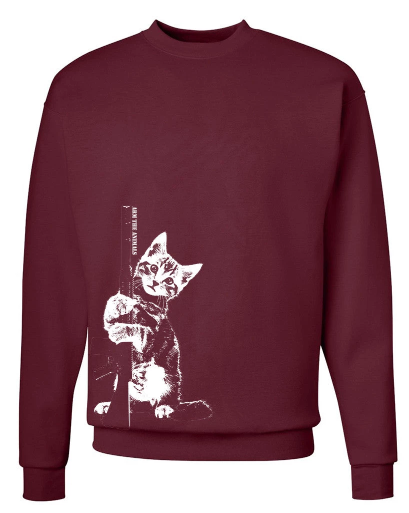 Arm The Animals Unisex | Ain't Kitten Around | Crewneck Sweatshirt Crew Sweatshirts