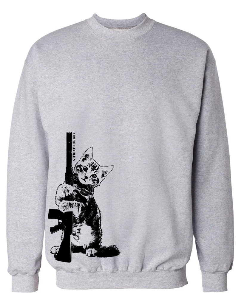 Arm The Animals Unisex | Ain't Kitten Around | Crewneck Sweatshirt Crew Sweatshirts