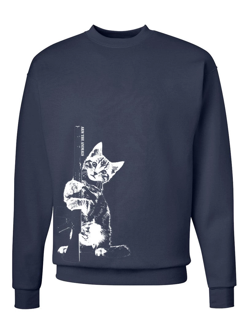 Arm The Animals Unisex | Ain't Kitten Around | Crewneck Sweatshirt Crew Sweatshirts