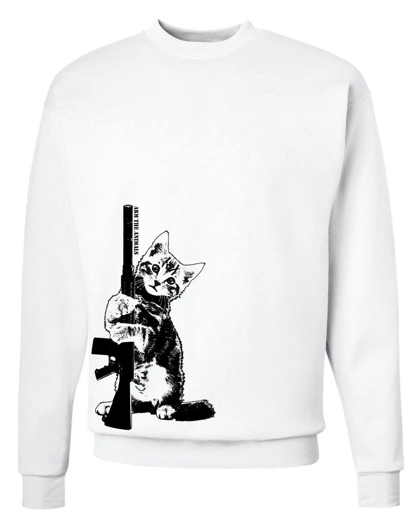 Arm The Animals Unisex | Ain't Kitten Around | Crewneck Sweatshirt Crew Sweatshirts